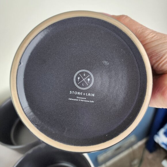 Stone & Lain Lot of Five Stoneware Cereal Salad Matte Black Bowls - Picture 3 of 5